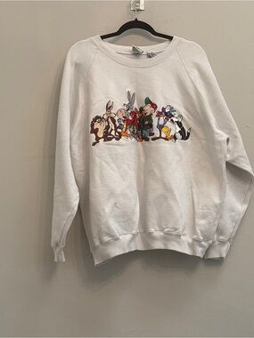 ACME White Cartoon Character Crewneck Sweater